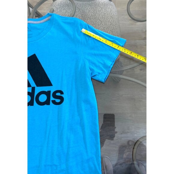Adidas Blue Graphic Logo T-Shirt Size L 100% Cotton Casual Mens Tee - Picture 4 of 6